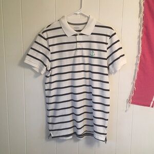 Old Navy White and Black Striped Polo Shirt